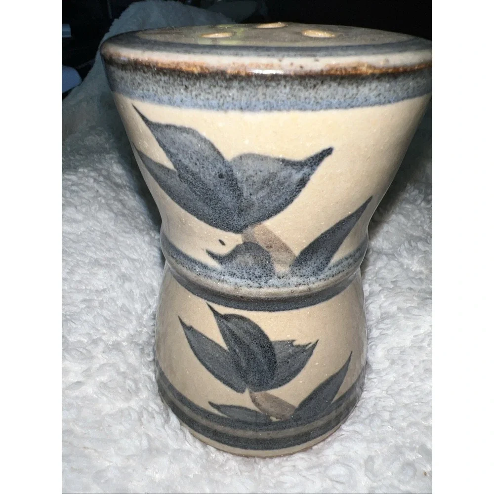 Pottery Cheese/Sugar Shaker Hand Thrown Signed DK 4-3/4